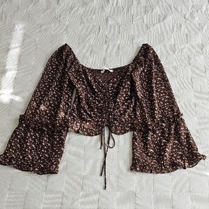 Altar'd State Brown Floral Blouse